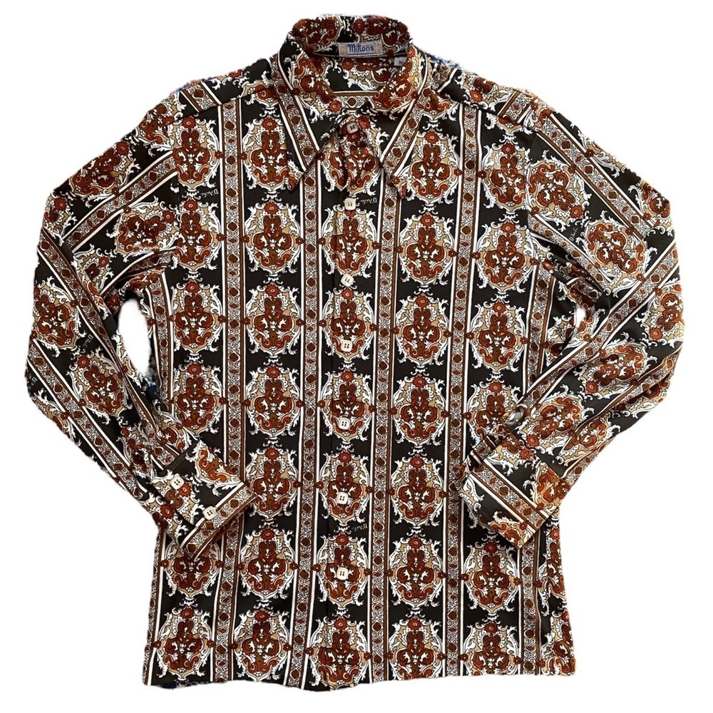 Vintage 1970s D’Avila Mens Button Down Dagger Collar Shirt - Picture 3 of 12